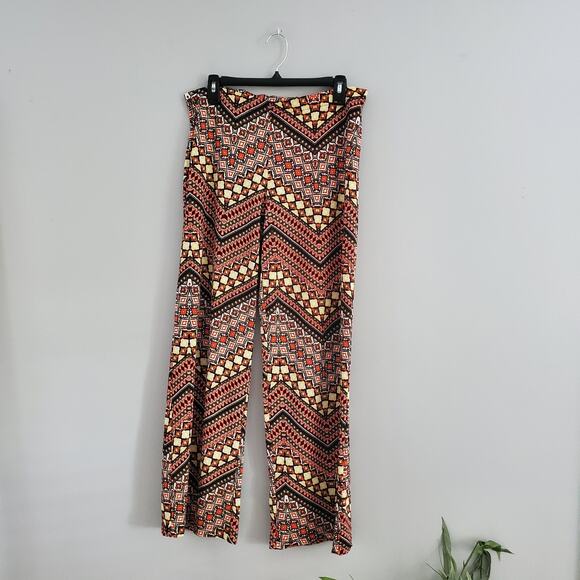 AGB Women's Chevron Print Pull On Wide Leg Pants M - Picture 1 of 7